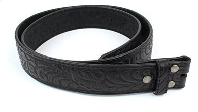 Leather Belt Strap with Embossed Western Scrollwork 1.5