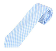 Men's Cotton Skinny Necktie Tie Gingham Checkered Pattern - 2 1/2" Width