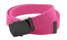Canvas Web Belt Military Style with Black Buckle and Tip 56" Long Many Colors