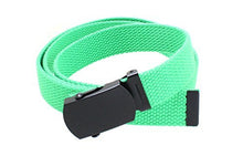 Kids Canvas Web Belt Flat Black Buckle/Tip Solid Color 44" Long 1" Wide