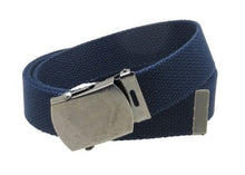 Canvas Web Belt Military Style Antique Silver Buckle/Tip Solid Color 50" Long