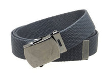 Canvas Web Belt Military Style Antique Silver Buckle/Tip Solid Color 50" Long