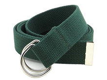 Canvas Web Belt D-Ring Buckle 1.25" Wide with Metal Tip Solid Color