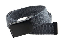Canvas Web Belt Flip-Top Black Buckle/Tip Solid Color 50" Long