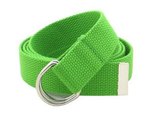 Canvas Web Belt D-Ring Buckle 1.25" Wide with Metal Tip Solid Color