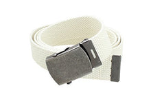 Canvas Web Belt Military Style Antique Silver Buckle/Tip Solid Color 50" Long