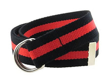 Canvas Web Belt D-Ring Buckle 1.25" Wide Metal Tip Multi-Color