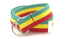 Canvas Web Belt D-Ring Buckle 1.25" Wide Metal Tip Multi-Color