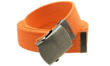 Canvas Web Belt Military Style with Antique Brass Buckle and Tip 50" Long
