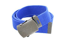 Canvas Web Belt Military Style Antique Silver Buckle/Tip Solid Color 50" Long