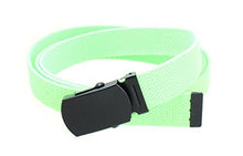 Kids Canvas Web Belt Flat Black Buckle/Tip Solid Color 44" Long 1" Wide