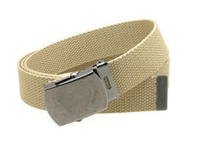 Canvas Web Belt Military Style Antique Silver Buckle/Tip Solid Color 50" Long
