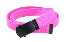 Kids Canvas Web Belt Flat Black Buckle/Tip Solid Color 44" Long 1" Wide