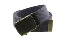 Canvas Web Belt Military Style with Antique Brass Buckle and Tip 50" Long