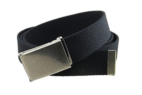 Canvas Web Belt Flip-Top Antique Silver Buckle/Tip Solid Color 50