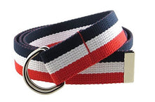 Canvas Web Belt D-Ring Buckle 1.25" Wide Metal Tip Multi-Color