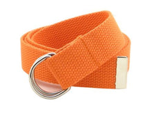 Canvas Web Belt D-Ring Buckle 1.25" Wide with Metal Tip Solid Color