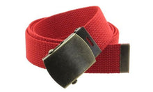 Canvas Web Belt Military Style with Antique Brass Buckle and Tip 50" Long