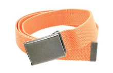 Canvas Web Belt Flip-Top Antique Silver Buckle/Tip Solid Color 50" Long