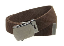 Canvas Web Belt Military Style Antique Silver Buckle/Tip Solid Color 50" Long