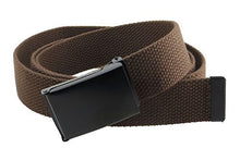Canvas Web Belt Flip-Top Black Buckle/Tip Solid Color 50" Long