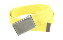 Canvas Web Belt Flip-Top Antique Silver Buckle/Tip Solid Color 50" Long