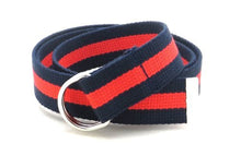 Canvas Web Belt D-Ring Buckle 1.25" Wide Metal Tip Multi-Color