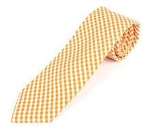 Men's Cotton Skinny Necktie Tie Gingham Checkered Pattern - 2 1/2" Width