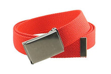 Canvas Web Belt Flip-Top Antique Silver Buckle/Tip Solid Color 50" Long