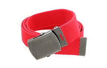 Canvas Web Belt Military Style Antique Silver Buckle/Tip Solid Color 50" Long