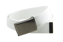 Canvas Web Belt Flip-Top Antique Silver Buckle/Tip Solid Color 50" Long