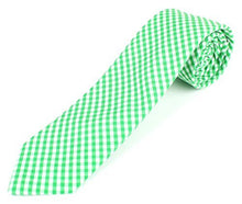 Men's Cotton Skinny Necktie Tie Gingham Checkered Pattern - 2 1/2" Width