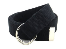 Canvas Web Belt D-Ring Buckle 1.25" Wide with Metal Tip Solid Color