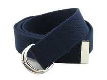 Canvas Web Belt D-Ring Buckle 1.25" Wide with Metal Tip Solid Color