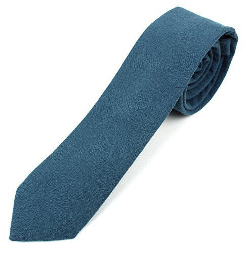 Men's Skinny Necktie Tie Textured and Distressed Finish - 50% Cotton 50% Linen