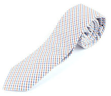 Men's Cotton Skinny Necktie Color Cross Stipe Pattern - 2 1/2" Width Tie
