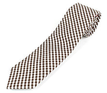 Men's Cotton Skinny Necktie Tie Gingham Checkered Pattern - 2 1/2" Width