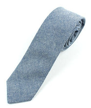 Men's Chambray Cotton Skinny Necktie Tie - 2 1/2" Width Textured Distressed Style