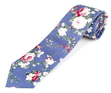Men's Cotton Skinny Necktie Tie Bright Colorful Flower and Leaf Pattern - 2 1/2" Width