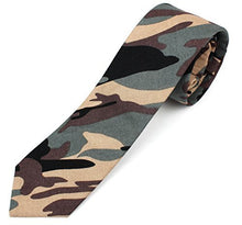 Men's Cotton Skinny Necktie Camouflage Pattern - 2 1/2" Width Tie