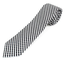 Men's Cotton Skinny Necktie Tie Gingham Checkered Pattern - 2 1/2" Width