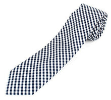 Men's Cotton Skinny Necktie Tie Gingham Checkered Pattern - 2 1/2" Width