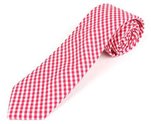 Men's Cotton Skinny Necktie Tie Gingham Checkered Pattern - 2 1/2" Width